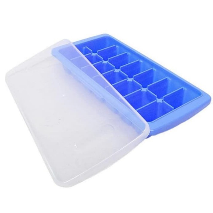 Cetakan Es slot 14 Ice Cube Tray BE 3310 Tempat Agar Puding Coklat Dengan Tutup Bentuk Persegi