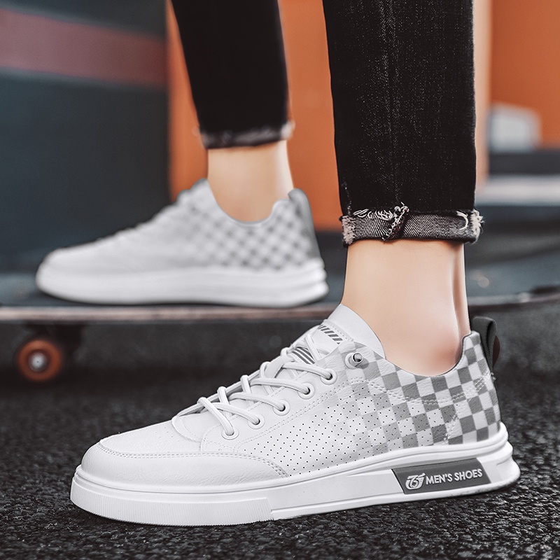 Mainland Sneakers Motif Putih Sepatu Pria Casual Trendy Kekinian KSC111