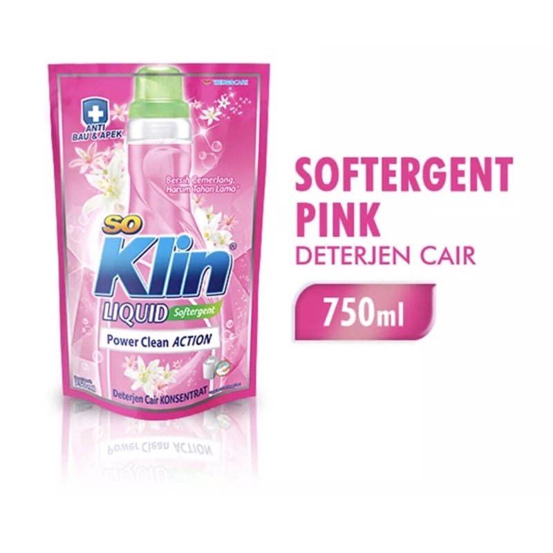 SO KLIN Liquid / Cair Detergen Pouch Softergent Pink / Violet Blossom 750ml