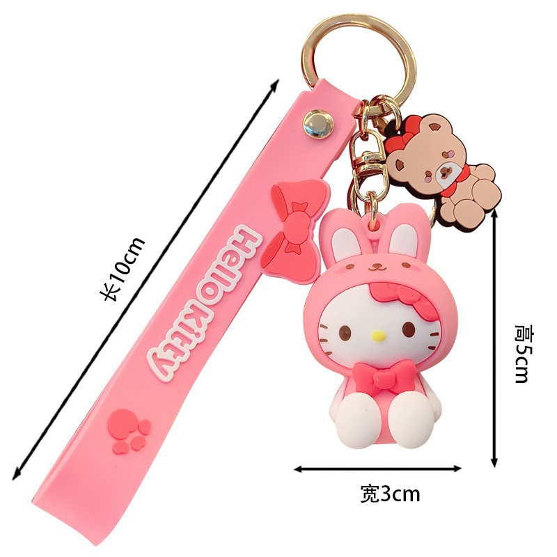 Gantungan Kunci Bentuk Kartun Cinnamon Melody Kuromi Hello Kitty Bahan Resin