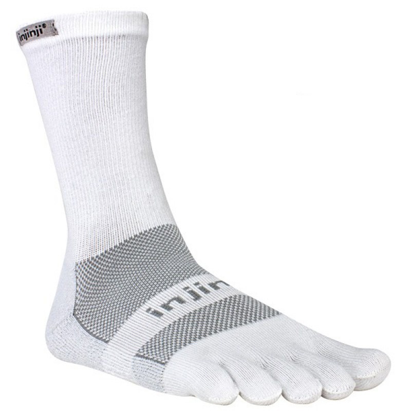 INJINJI PERFORM Run 2.0 Crew Multi SPORT - SIZE S - kaos kaki anti blister - WHITE MIDWEIGHT