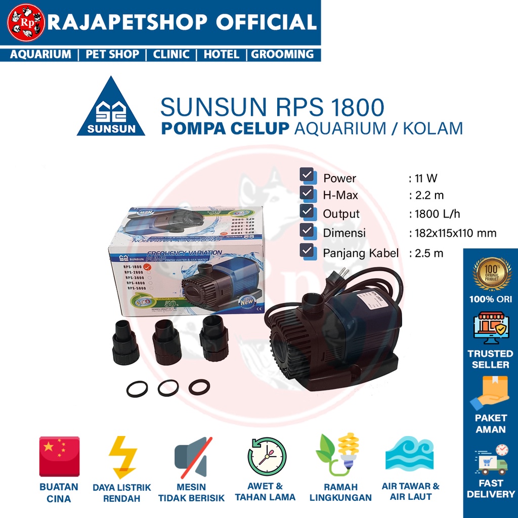 ( POMPA AIR ) SUNSUN RPS 1800 2800 3800 4800 5800 SUBMERSIBLE WATER PUMP CELUP KOLAM AQUARIUM