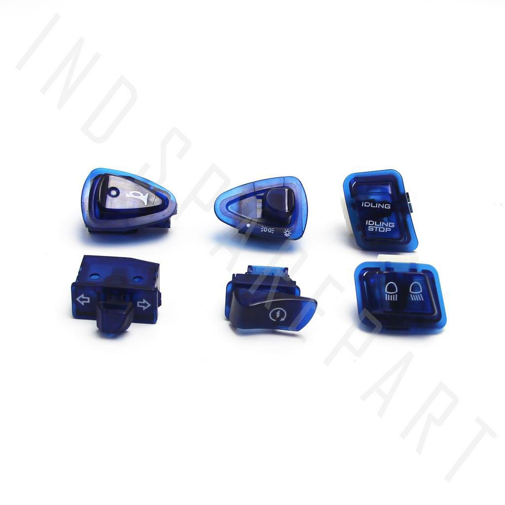 Saklar Tombol Transparan Biru 6 Pcs-Set Vario Techno 110-125-Scoopy Lama-FI-Supra X 125 Helm In