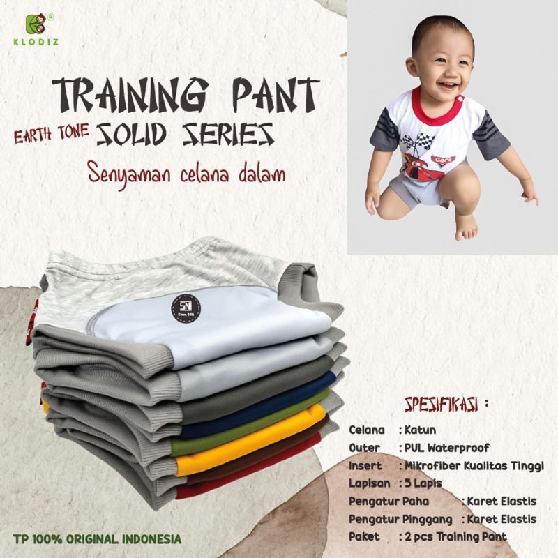 Training Pants Klodiz Solid Celana Dalam Pelatih Pipis Anak 5 ply Size L XL XXL dan 3XL [ Bunda Altaf ]