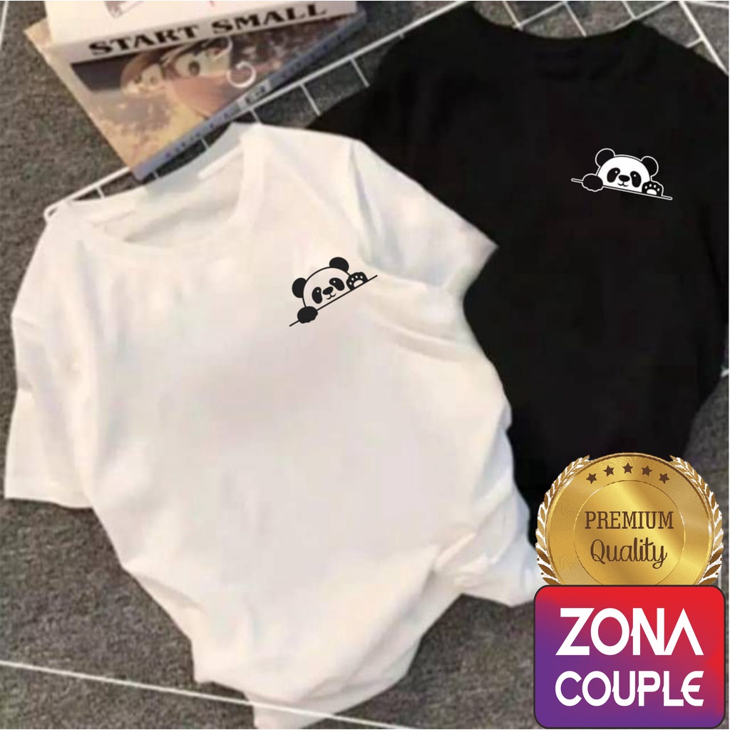 KAOS COUPLE KEKINIAN PANDA LUCU baju PASANGAN PACAR KAOS HITAM PUTIH LENGAN PENDEK KAOS KAPEL BAJU K