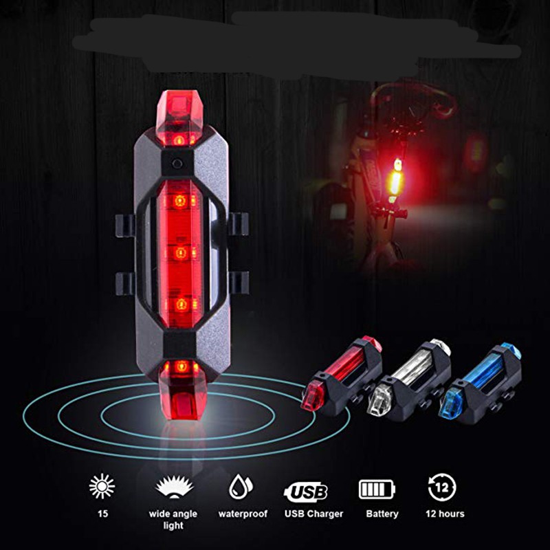 Lampu Belakang Sepeda USB Rechargeable Rear Tail Bike Portable Light Lamp - ROBESBON