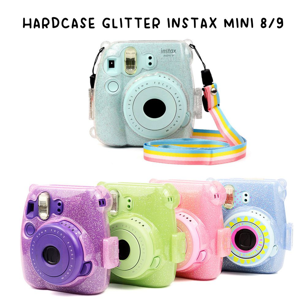 Hardcase Transparan Kamera Instax Mini 8 &amp; Mini 9 GLITTER/Casing Polaroid Instax Mini
