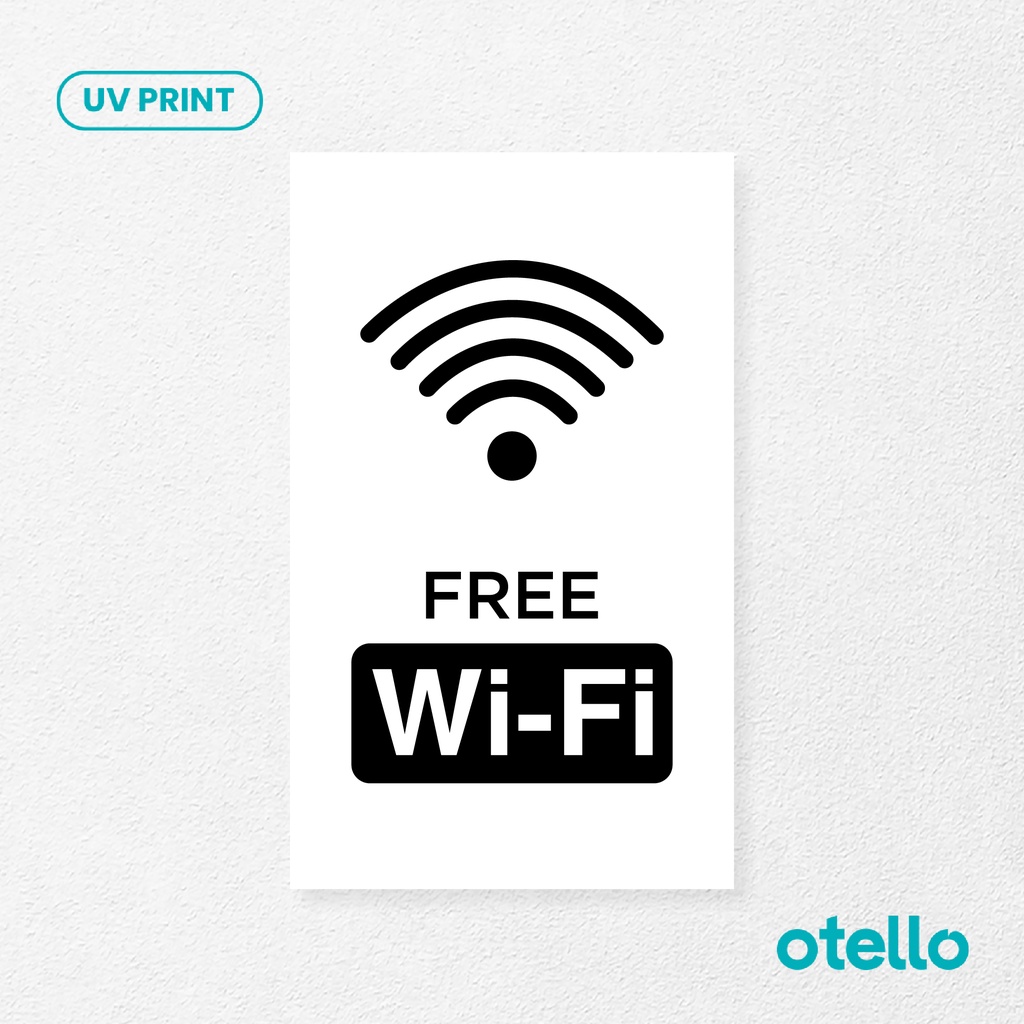 Otello Sign Papan Free Wifi Papan Tanda Wifi Area Label Akrilik Sign Board Print Petunjuk Dinding Acrylic Dekorasi Sticker Tempel