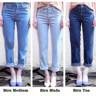  celana  jeans wanita boyfriend  plain Shopee  Indonesia