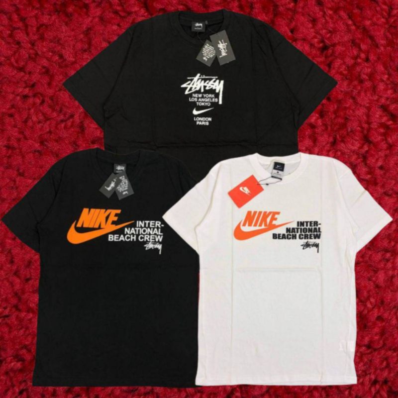 KAOS T SHIRT STUSSY X NIKE INTERNATIONAL CREW DESIGN IMPORT