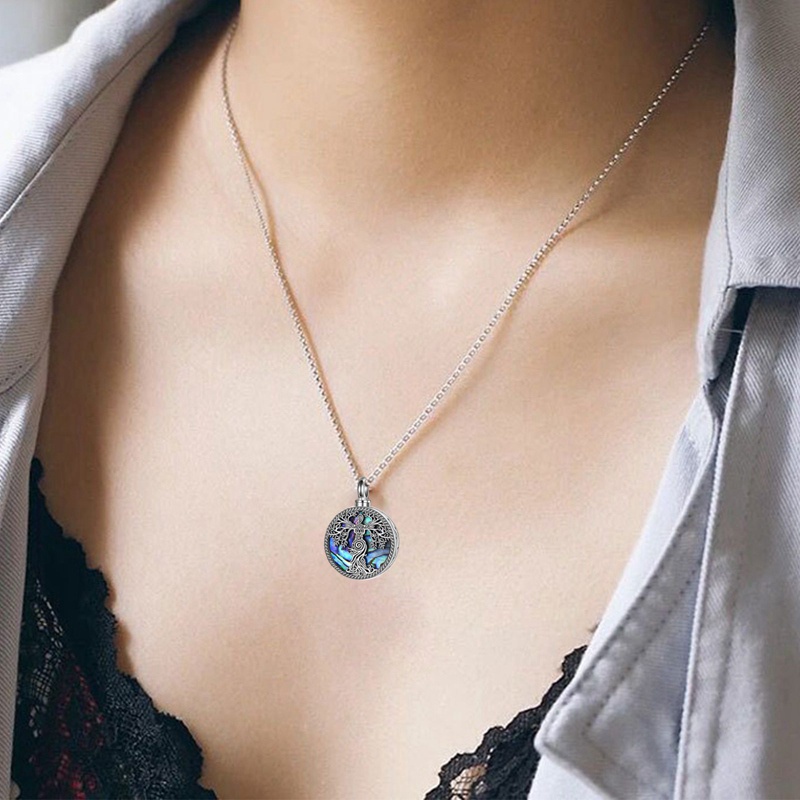 Fancyqube Kalung Desain Pohon Kehidupan Bahan Sterling Silver Untuk Kremasi