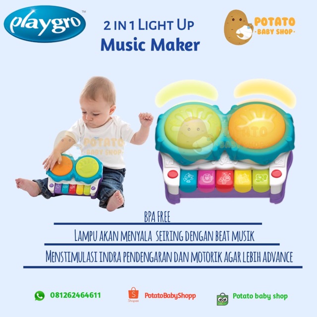 Playgro - 2 in 1 Light Up Music Maker