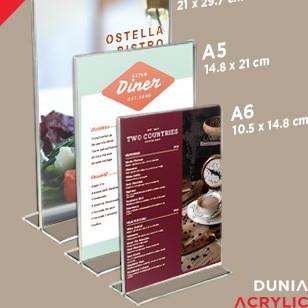 

☋ Display Menu A5 / tempat brosur / nomor meja acrylic / acrylic display ➯