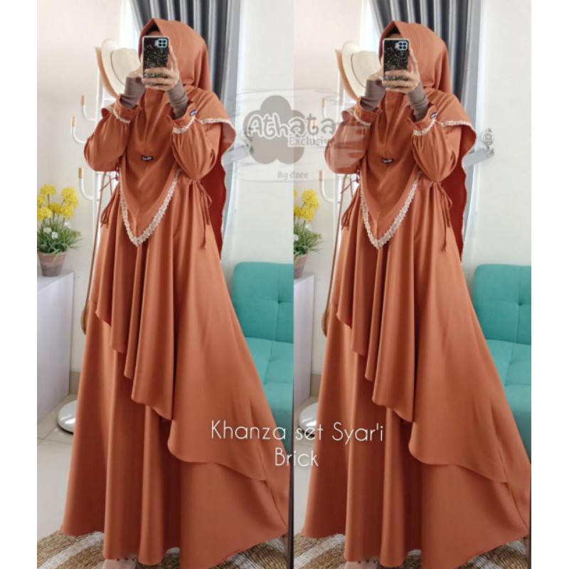 GAMIS KHANZA SET SYAR'I/GAMIS ITY CREPE SET HIJAB /COD