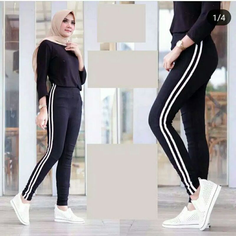 (BAYAR DI TEMPAT) CELANA LUNA SCUBA STRIP2/ Luna PENSIL/LEGGING SCUBA TERBARU TRENING CELANA MURAH