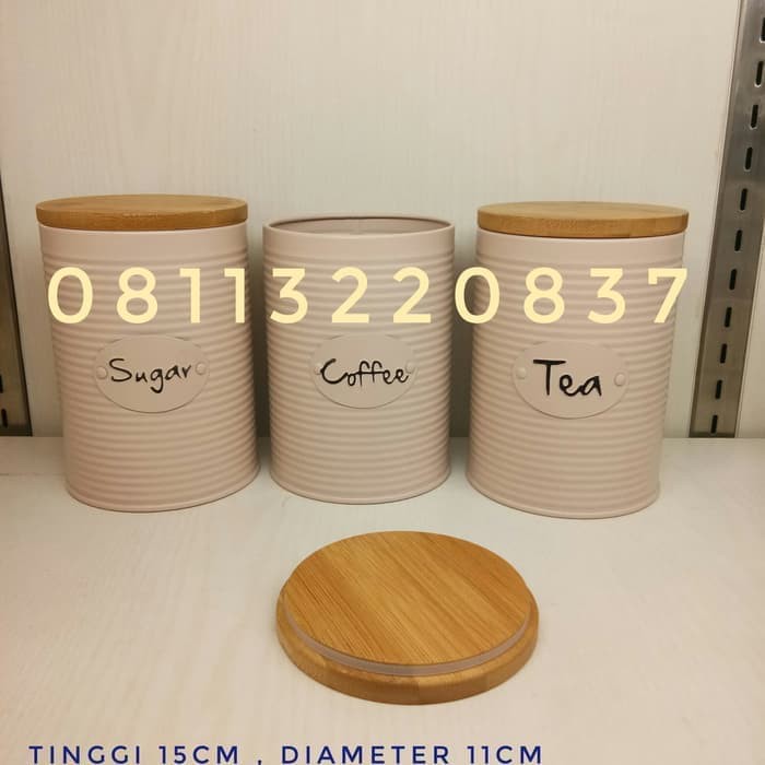 Kaleng Set Toples gula teh kopi Cannister set Kotak kaleng vintage