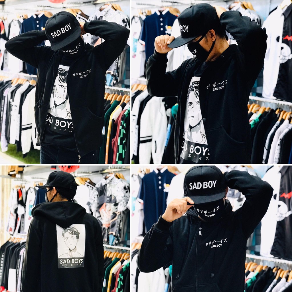 Jaket Distro SAD BOY Black Fleece