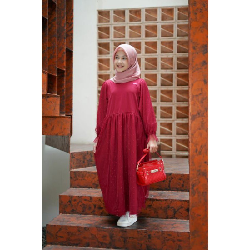 Muslim Tulle Dotty Flowkids daily free masker ( tanpa hijab)