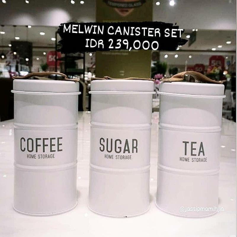 CANISTER SET MELWIN INFORMA / TEMPAT TEH GULA KOPI MURAH / TOPLES SHABBY INFORMA