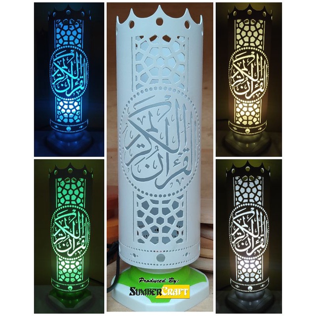 Lampu meja aesthetic motif kaligrafi