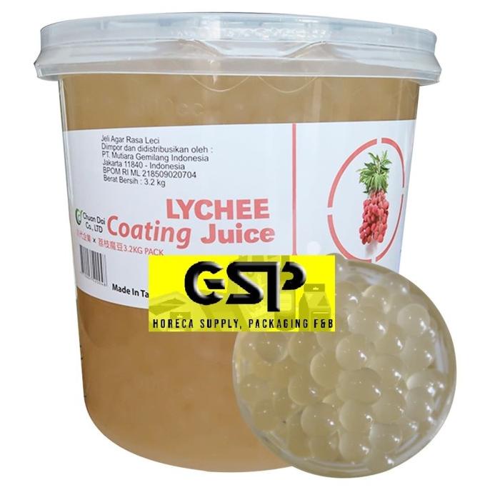

Diskon Popping Boba Lychee Coating Juice 3.2kg / pail , Import Taiwan poping Diskon