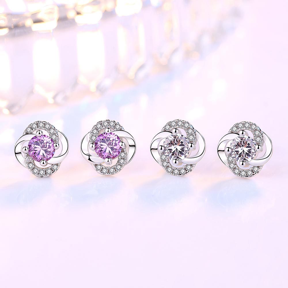 Anting Perak 925 Wanita Bunga-bunga Halus Perhiasan Fashion/Subang Telinga anting perempuan
