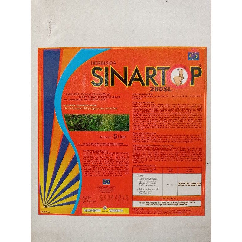 Herbisida Pembakar Sinar Top 280SL Kemasan 5 Liter