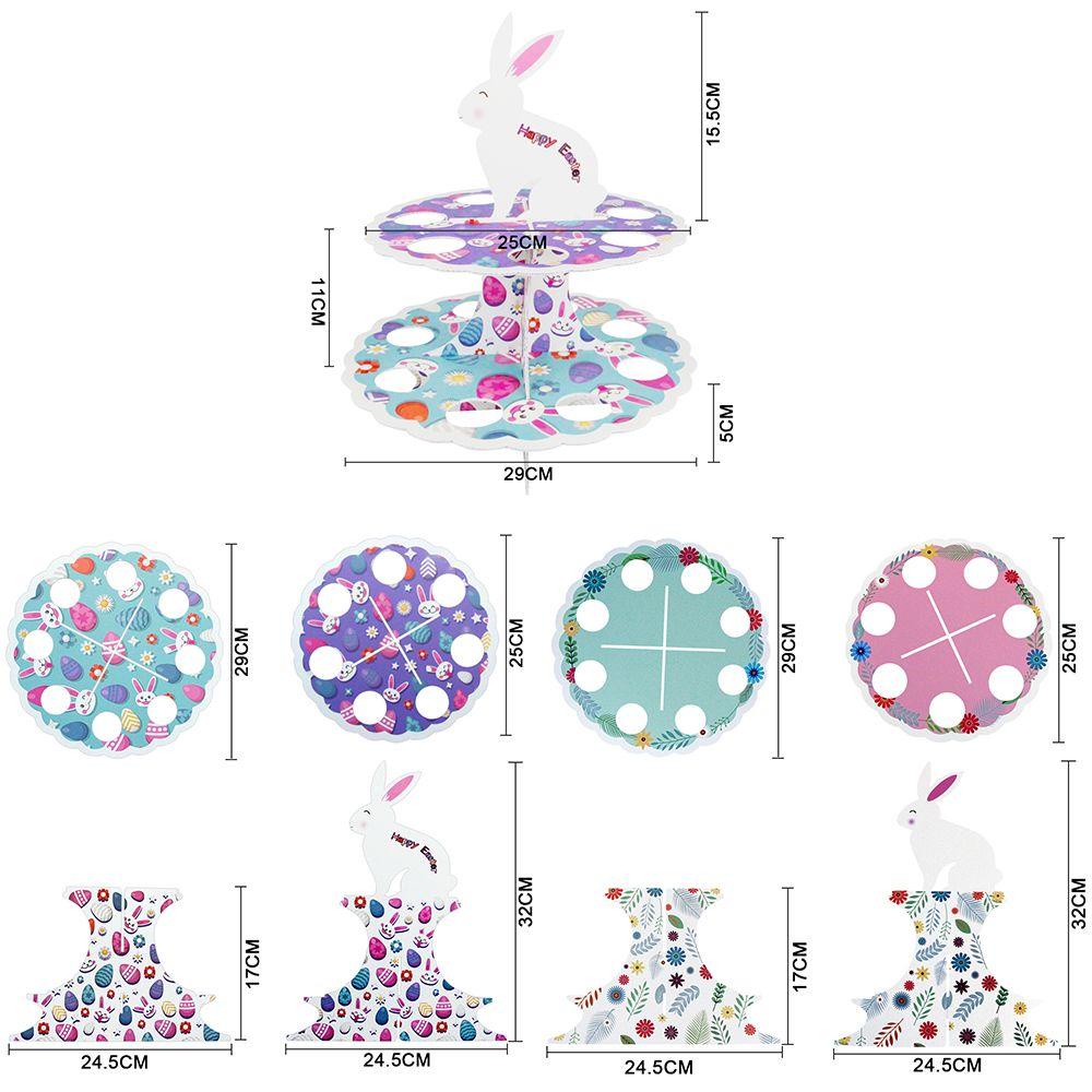 R-flower EASTER Egg Rack Home HAPPY EASTER 2-Layers Cupcake Pajangan