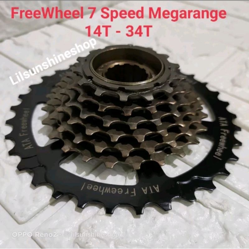 Freewheel Gir Gear Sprocket 7 Speed Megarange ATA KANG DI 14T-34T