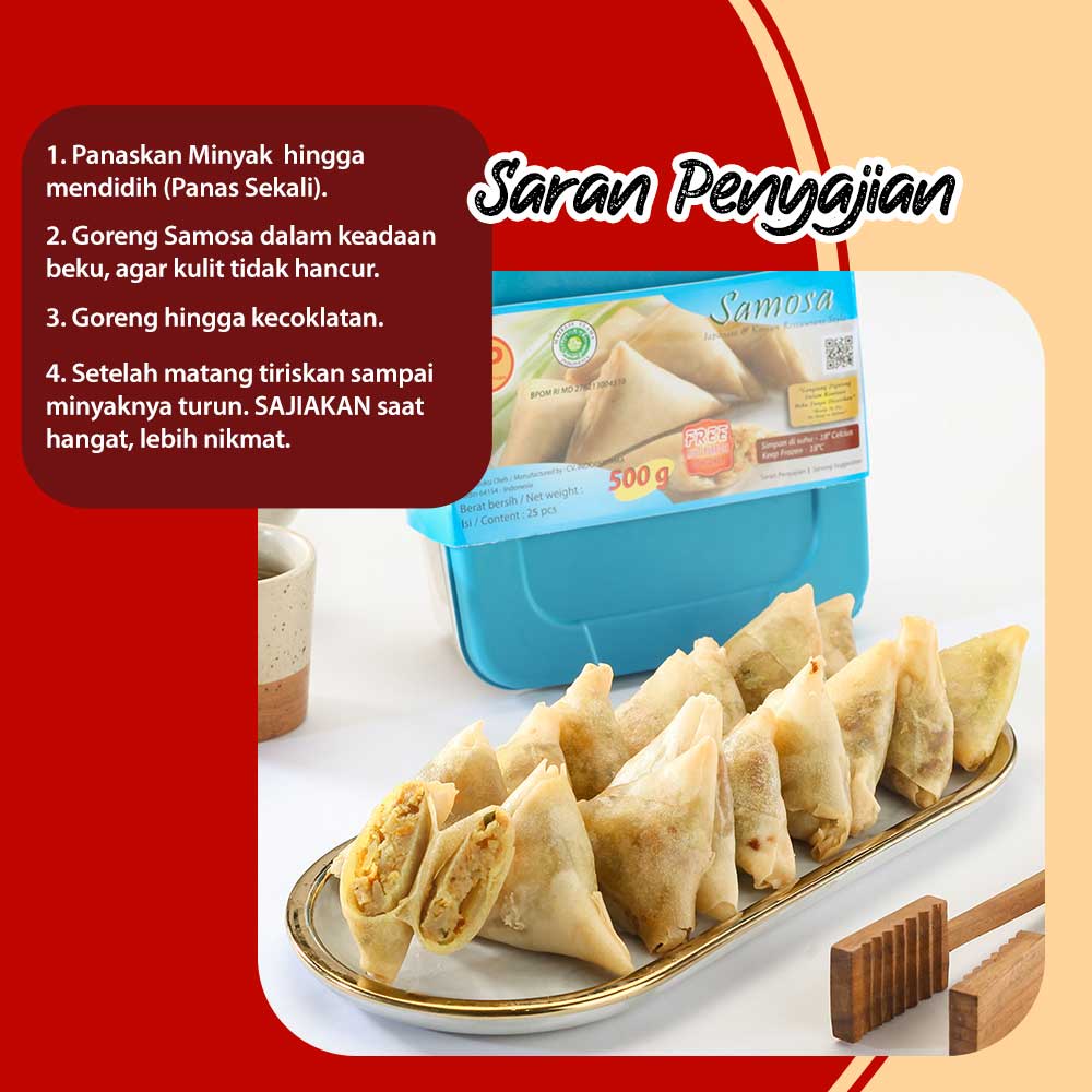 Samosa Kare Indopertama 25 pcs, Gratis Box Container Food Grade