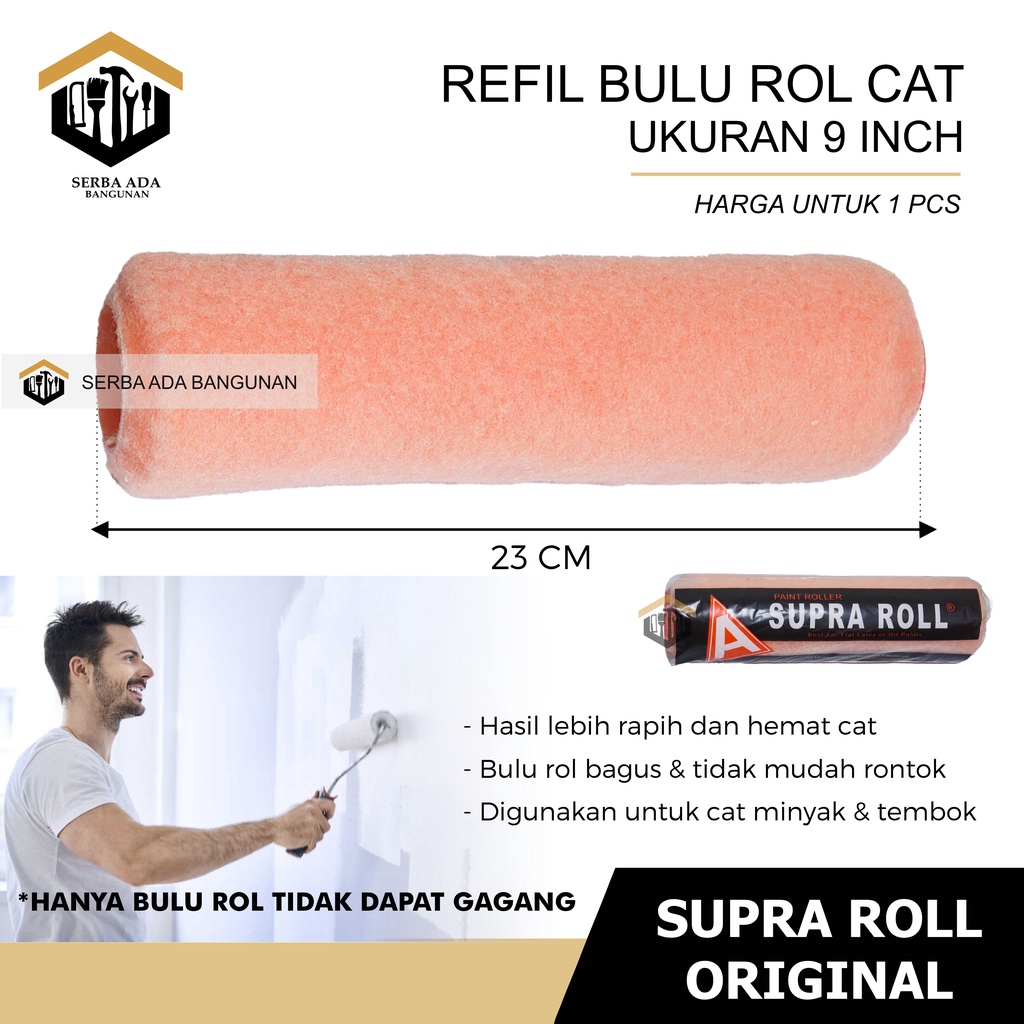 BULU ROLL CAT 9&quot; SUPRA ETERNA CISAL ASLI KUALITAS BAGUS COPOT TERMURAH TEMBOK KUAS