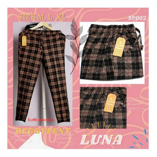 Luna Celana Wanita Baggy Pants Katun Rami Celana Panjang Kekinian Size M L XL