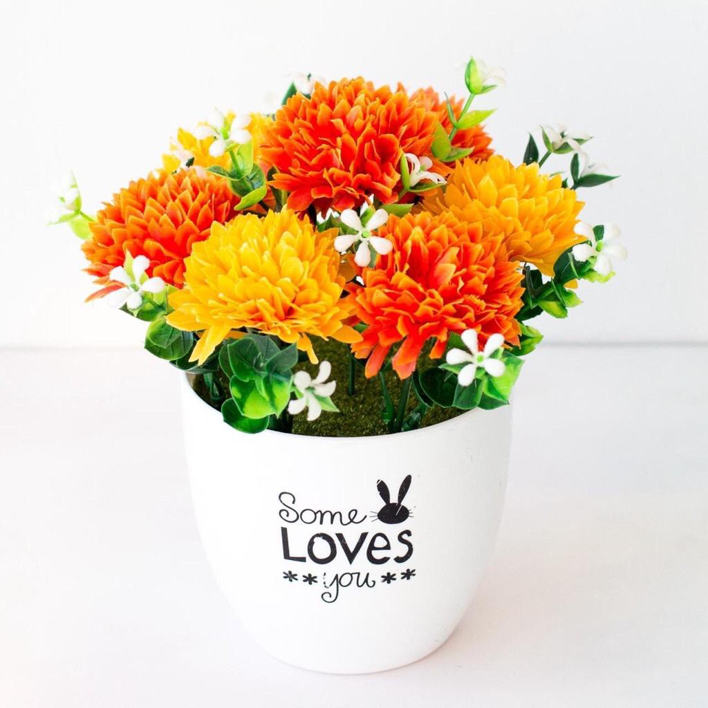 COD BUNGA HIAS DANDELION BUNGA PLASTIK BUNGA TANGKAI BUNGA BONSAI BUNGA IMPORT BP1120-OREN