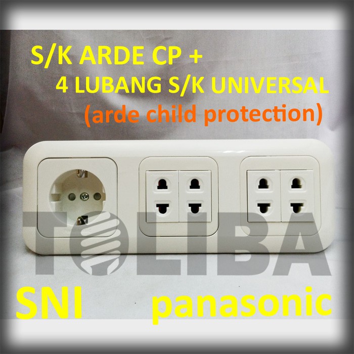 stopkontak double / stop kontak 5 lubang arde universal cp panasonic