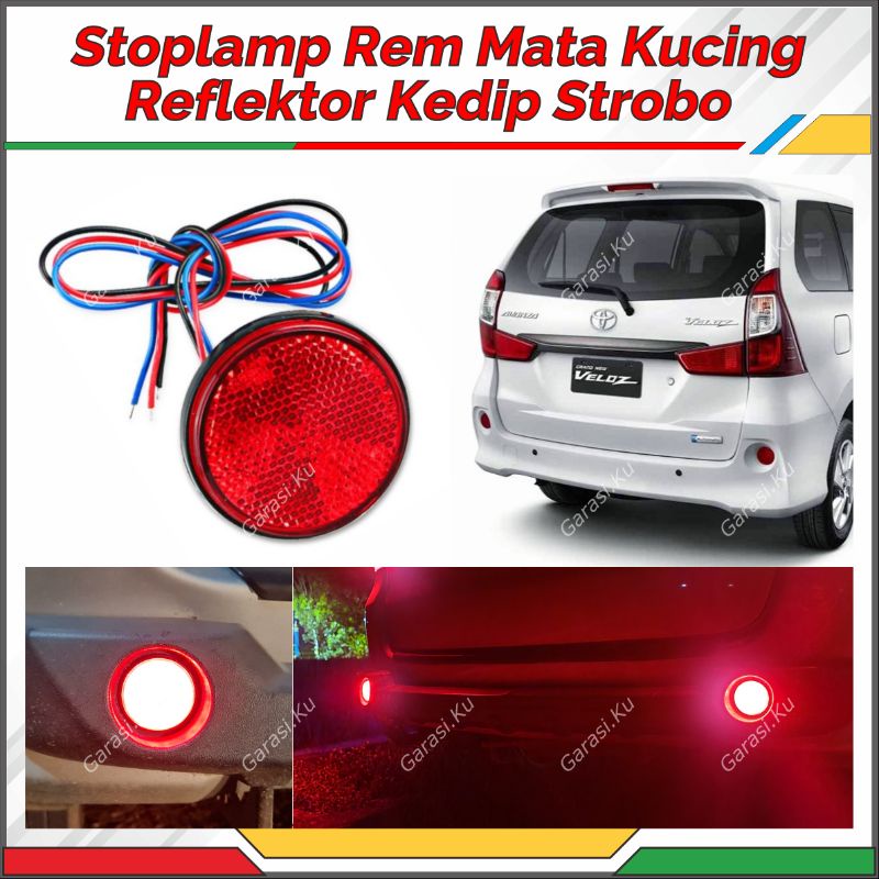 LAMPU REM REFLEKTOR SPAKBOR BUMPER DRL MATA KUCING BULAT 2 MODE BISA KEDIP STROB0 UNTUK MOBIL & MOTO
