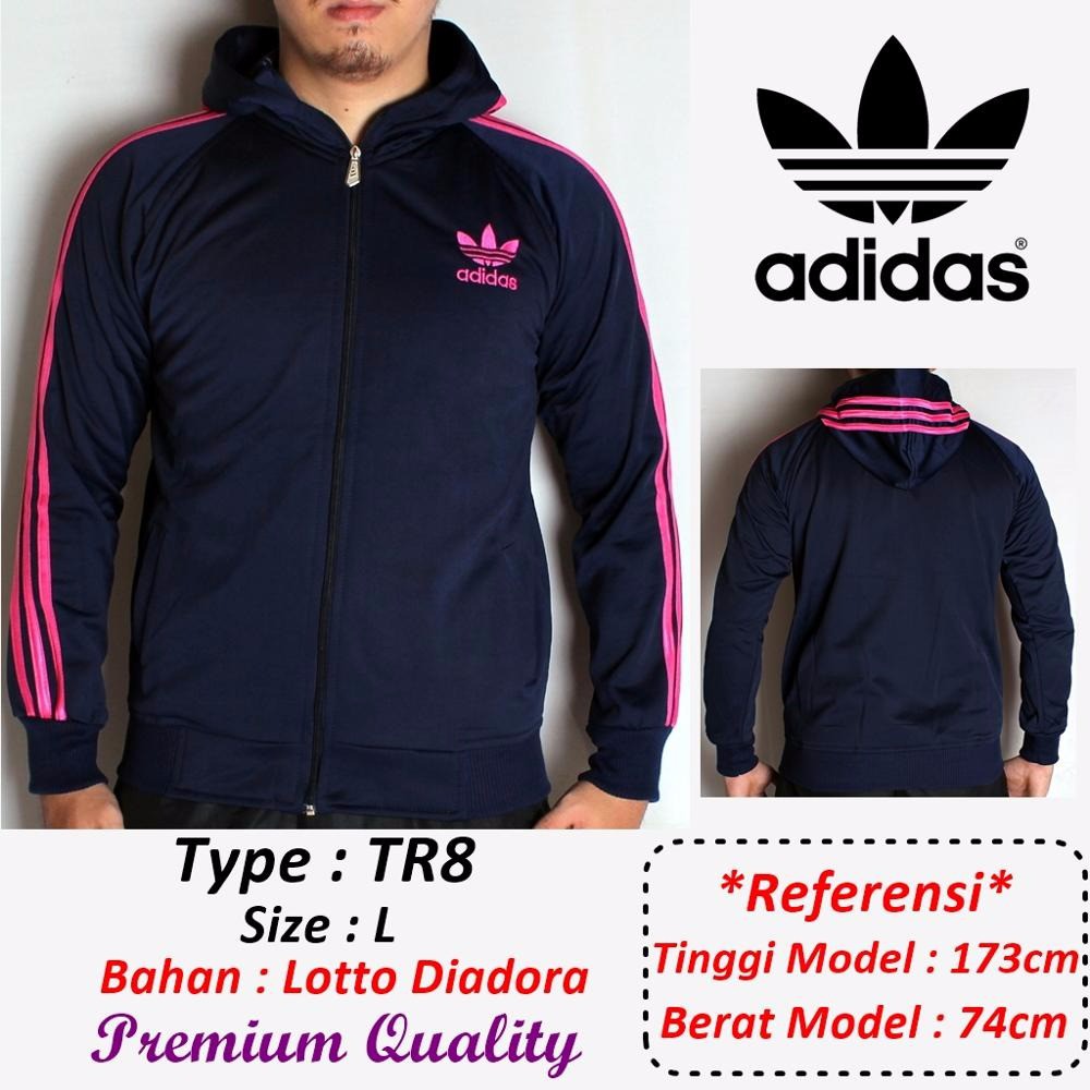 Jaket Murah Adidas Biru Dongker list pink TR8 R61