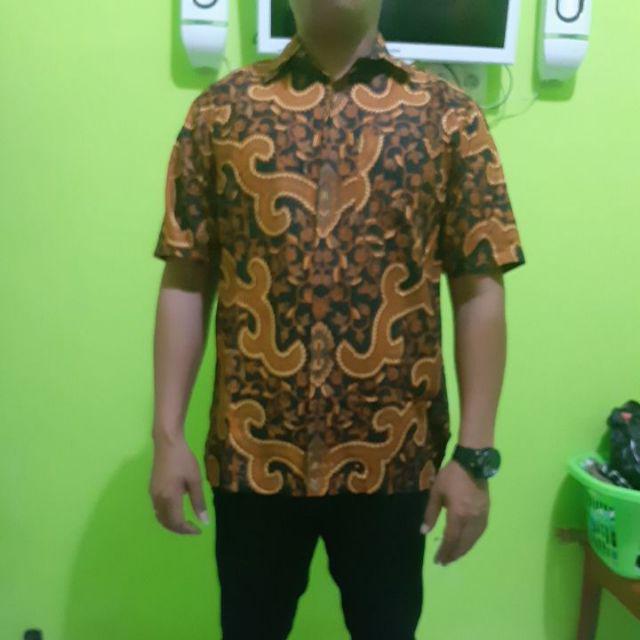 Risna Batik Hrb026 Kenongo Kemeja Hem Pendek Padi Pekalongan M L Xl Mirah Keren Bati Pria Sogan Jalu