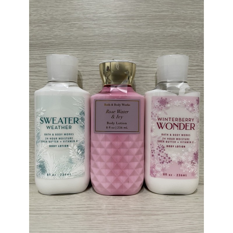 Body Lotion Sweater Weather / Rose Water & Ivy / Winterberry Wonder New Bath & Body Works 236ml