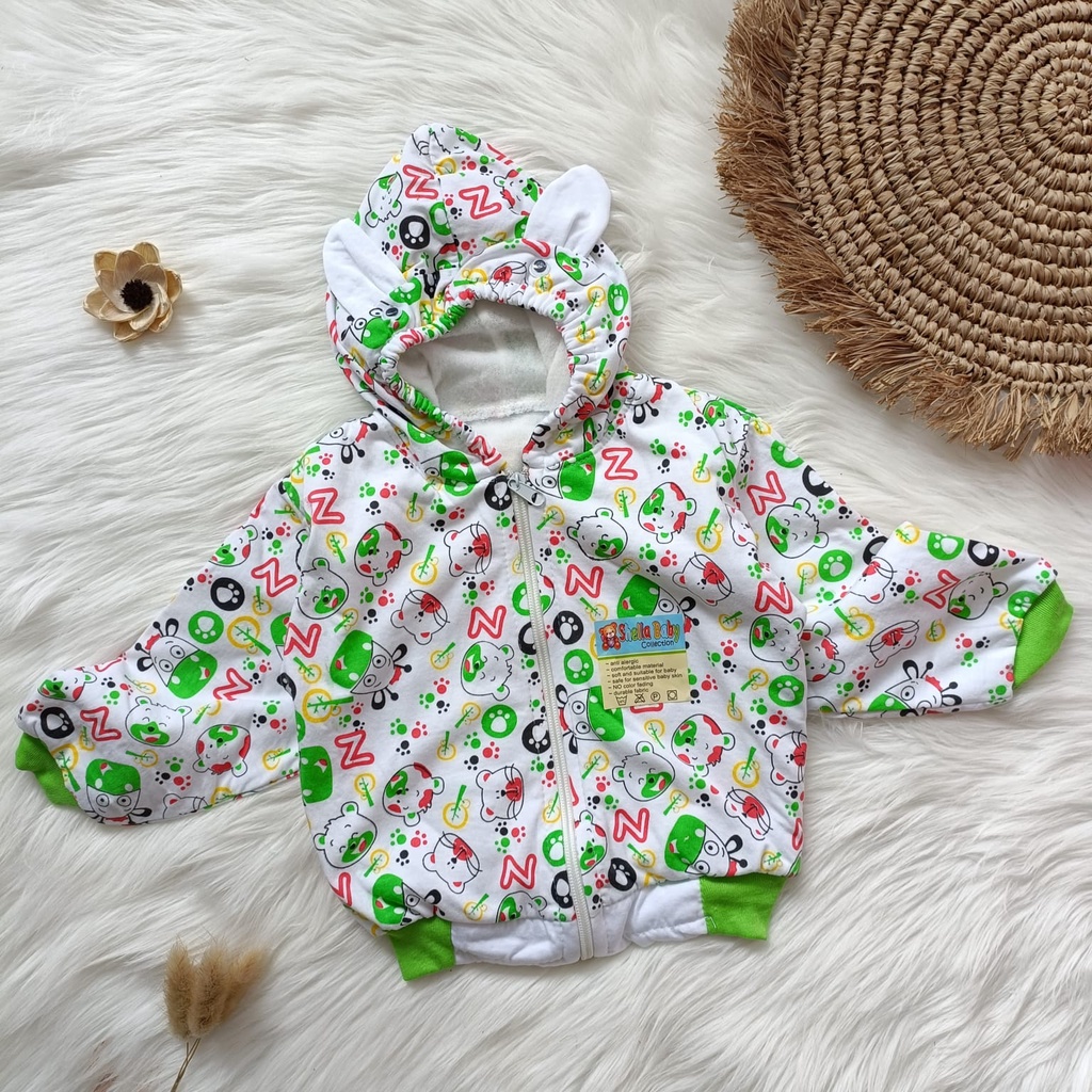 jaket bayi motif animals putih 3-12 bulan