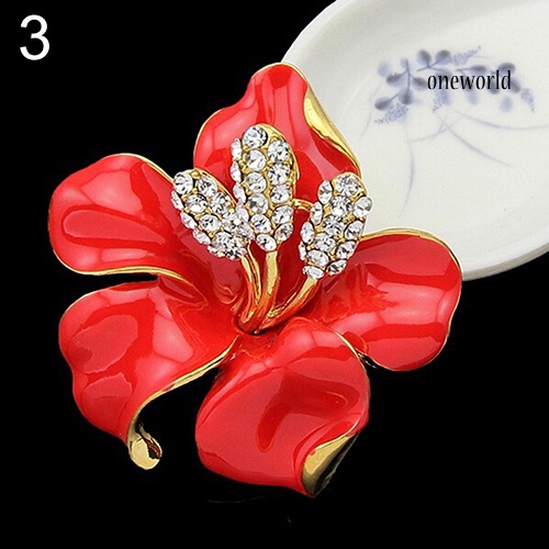 OW@ Bridal Wedding Jewelry Rhinestone Lily Flower Scarf Brooch Pin Lady Party Gift