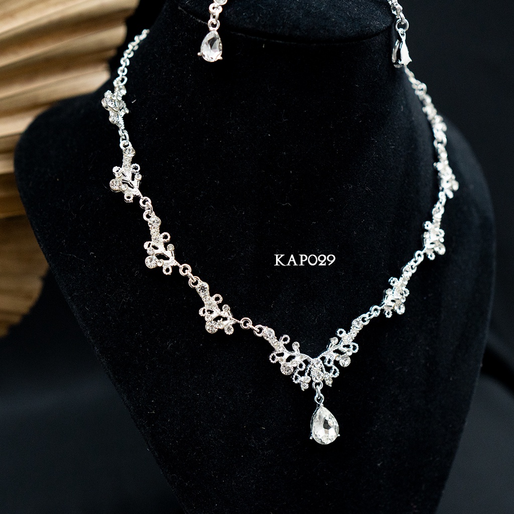 [BEST SELLER] SET PERHIASAN KALUNG ANTING PENGANTIN WANITA AKSESORIS PESTA WEDDING KAP029