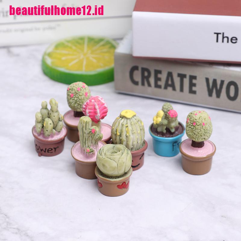 【beautifulhome12.id】5Pcs Miniature Succulent Plant In Pot For Dollhouse Furniture Decoration Home