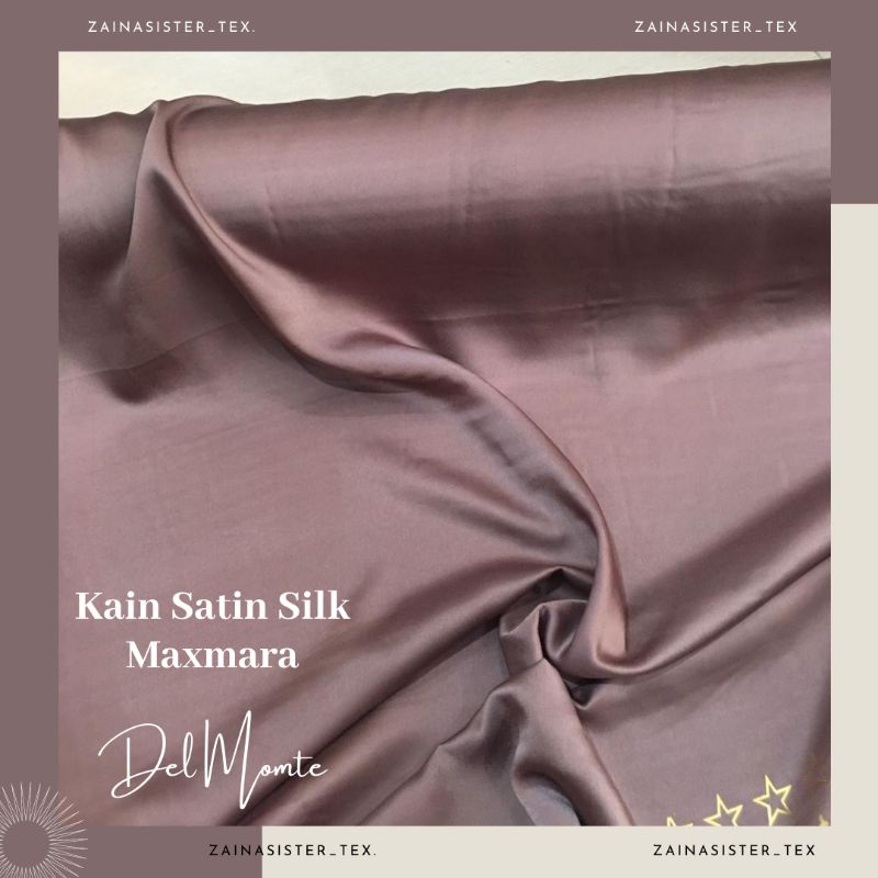 Kain Satin Silk Maxmara Warna Del Monte Ungu Semu Kecoklatan