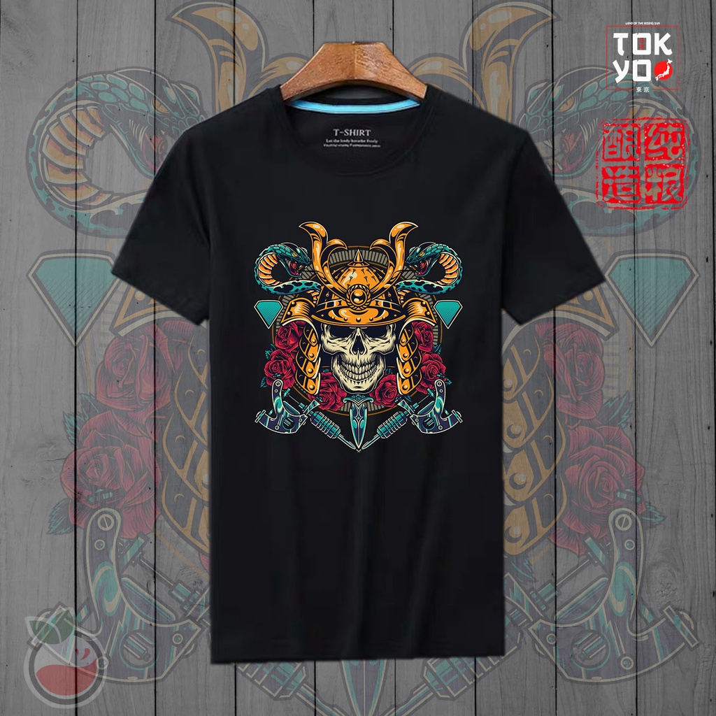 Lilipop Kaos Tshirt  Pria Samurai Ninja Jepang Ronin Baju Distro Basic Lengan Pendek Cowok Kasual