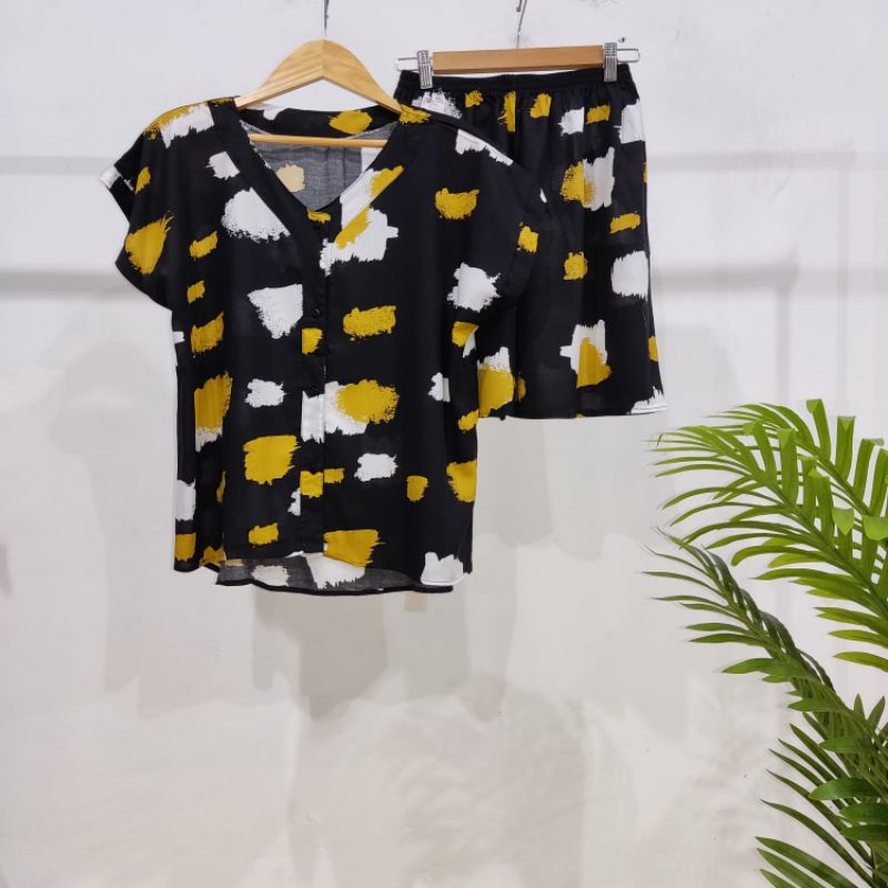 0PIYAMA KANCING PENDEK | PIYAMA BUSUI PENDEK | PIYAMA RAYON | BAJU TIDUR MURAH-KCB 25