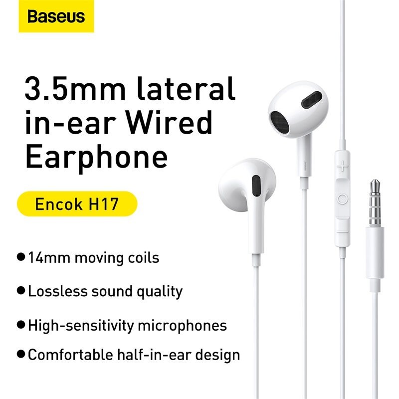 BASEUS HEADSET HANDSFREE ENCOK TYPE-C WIRED EARPHONE C17 H17 MIC