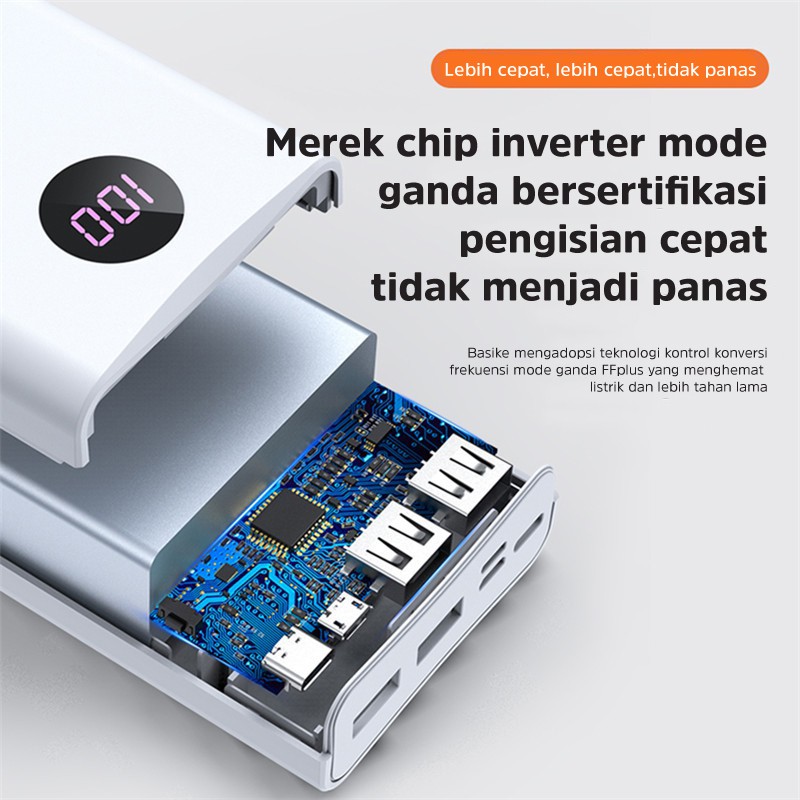 Powerbank 20000 mah 22.5W QC 3.0 PD 18W Power Bank Fast Charging Mini Murah Iphone LED Xiaomi Vivo BASIKE-7