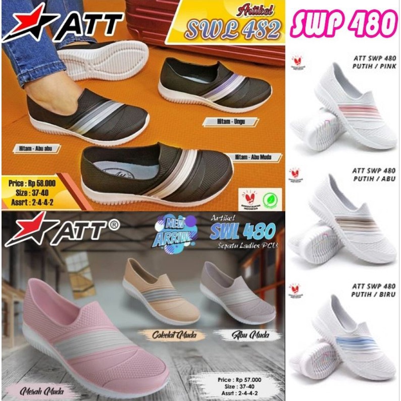 Sepatu Karet Wanita ATT SWL 480 SWP 480 SWL 482 sepatu santai ringan model sneakers