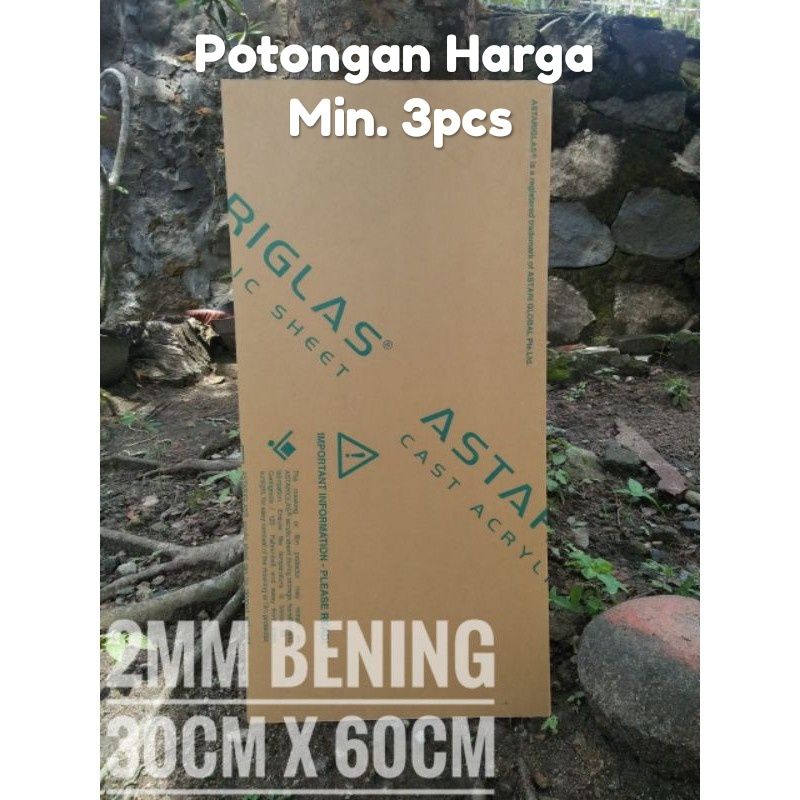 

Akrilik Lembaran Bening Tebal 2mm (30cm x 60cm)