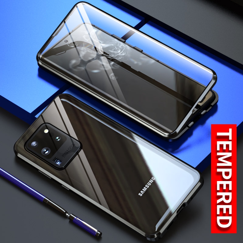 front and back double sides tempered glass magnetic adsorption metal case samsung galaxy s20 ultra s